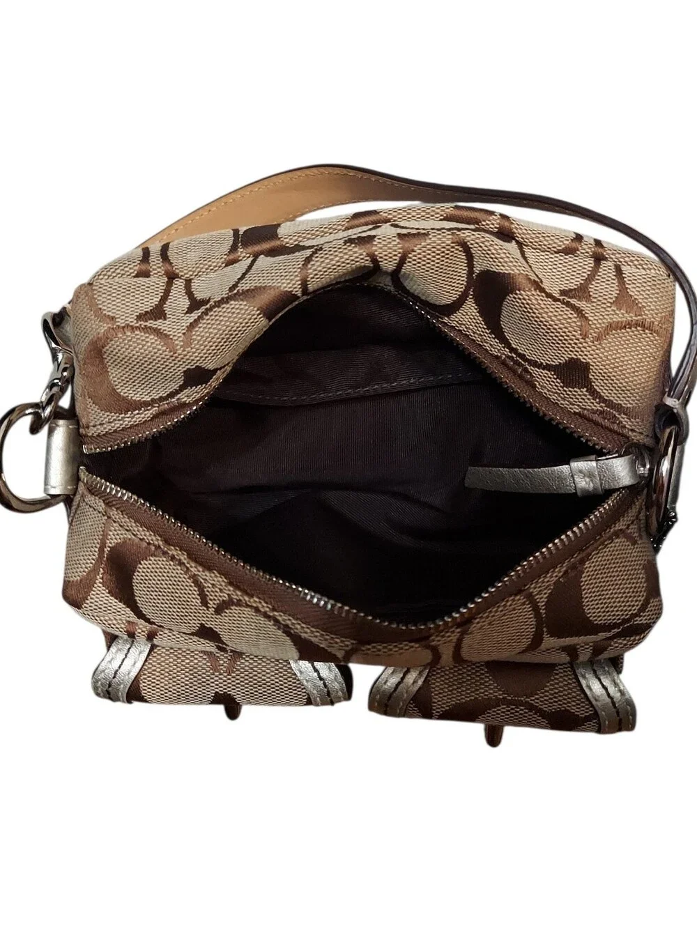 Like New Coach Legacy Signature Mini Double Turnlock Satchel W/ Chrome HW - Picture 9 of 10